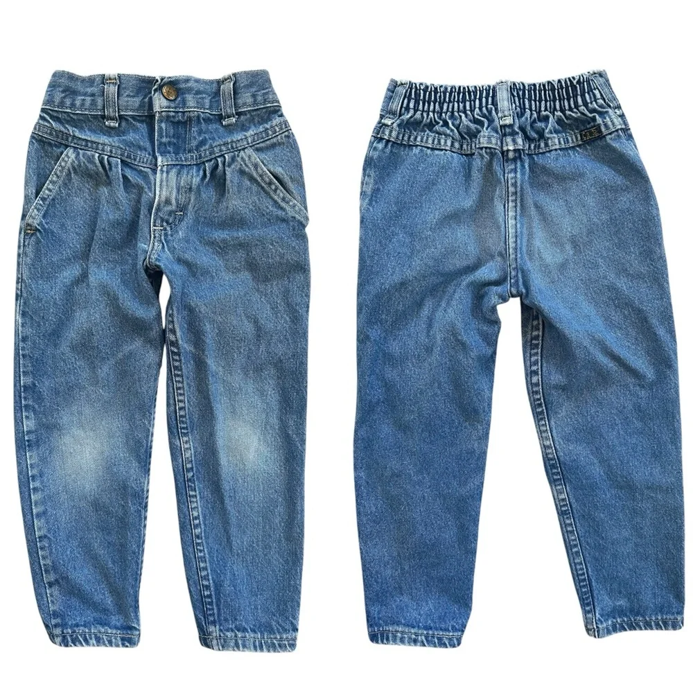 Vintage 80s 90s OshKosh B'Gosh Medium Wash Bare Back Jeans Talon 42 Zipper Sz 4